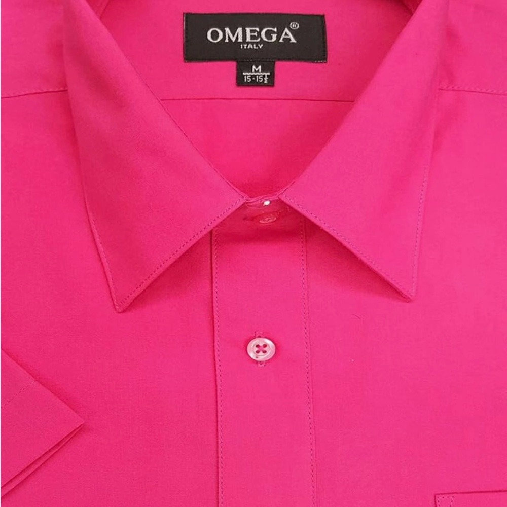 Men’s short sleeve pink button up